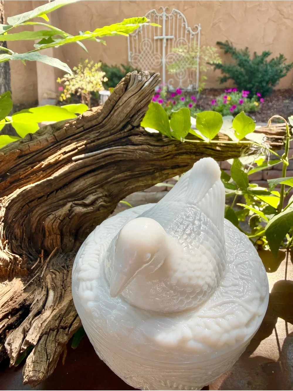 Avon Milk Glass Nesting Bird